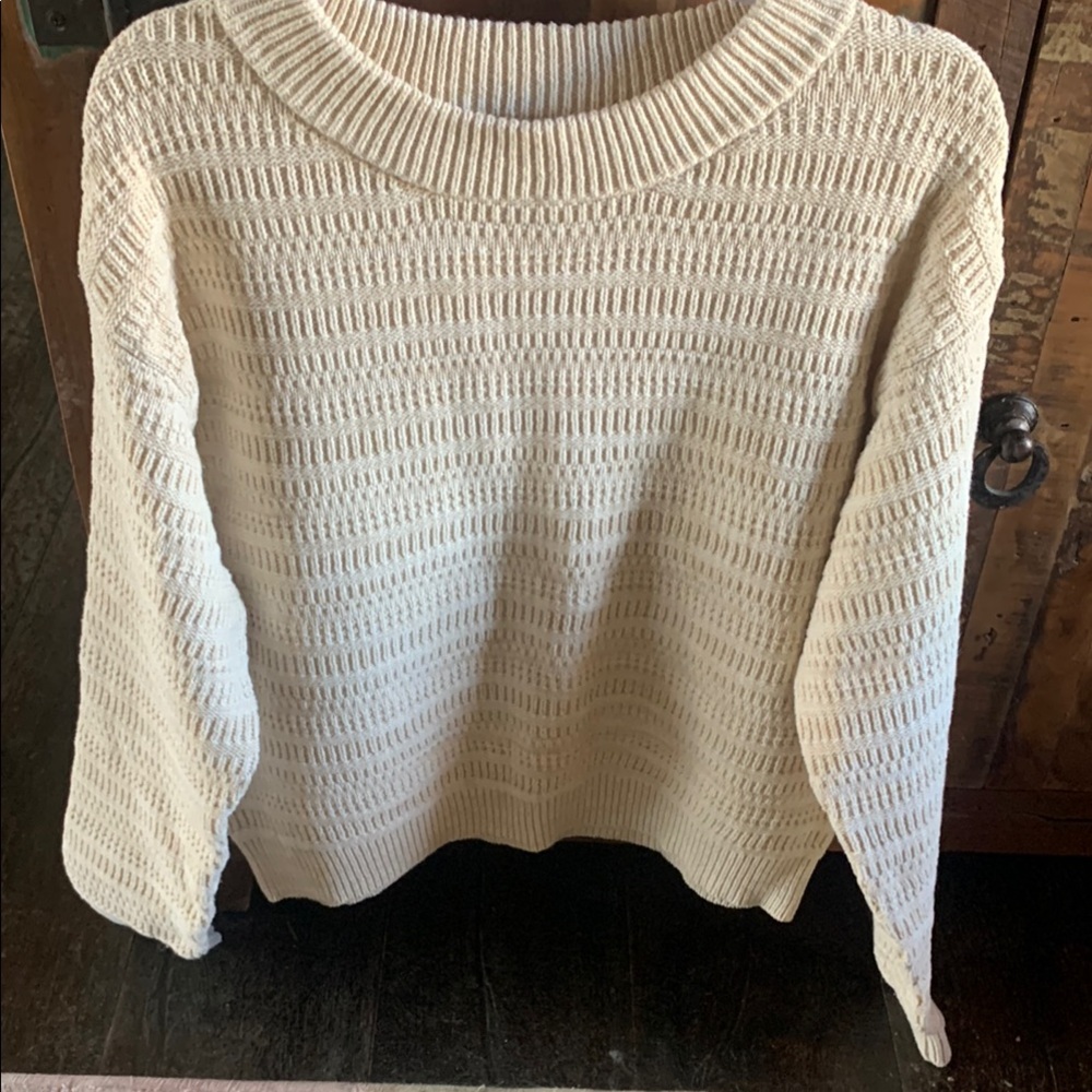 Cream Crew Neck Knit Sweater